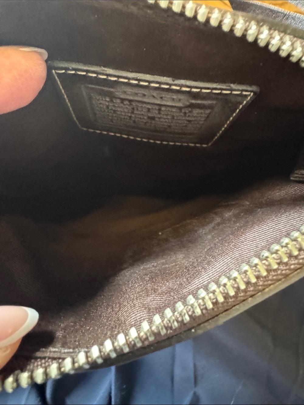 Coach Dark Brown Patchwork Crossbody with Suede, Snakeprint & Patent Stripes - Picture 9 of 9